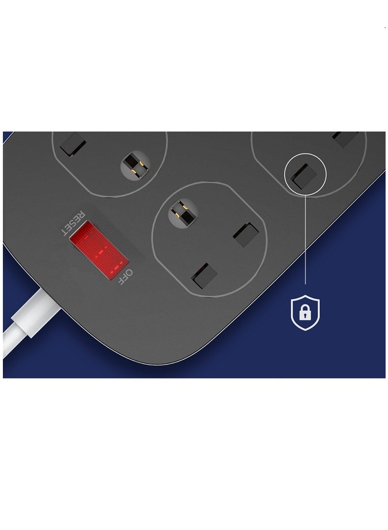 4-Way Universal Power Strip with 4 Power Plugs and 4 USB Outlet，Durable and Safe Power Socket - Image 2
